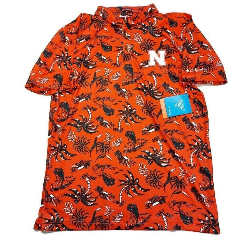 Columbia NCAA Nebraska Cornhuskers Super Terminal Tackle Omni Shade Polo Mens S